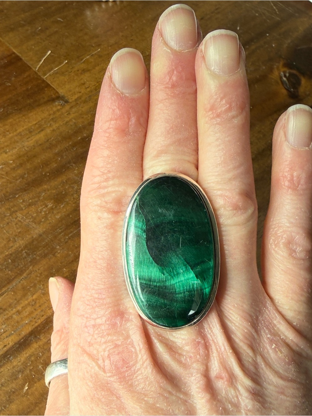 Malachite Sterling Silver Statement Ring